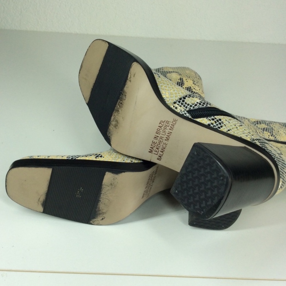 Mainframe Cream & Black Y2K Snakeskin Block Boots Square Toe Size: 6.5 - Picture 6 of 10